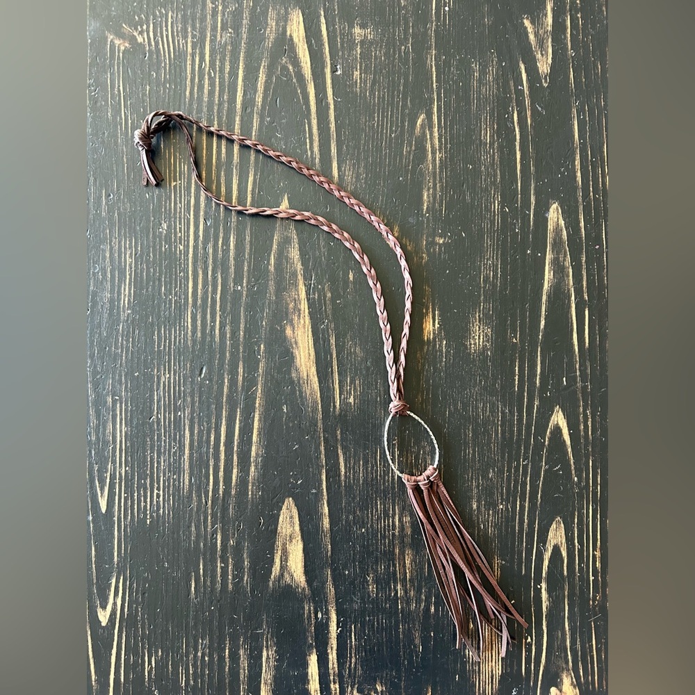 Leather fringe necklace
